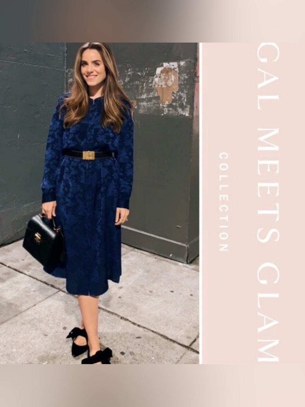 NWOT Gal Meets Glam Navy Blue Frances Empress Damask Shirtdress